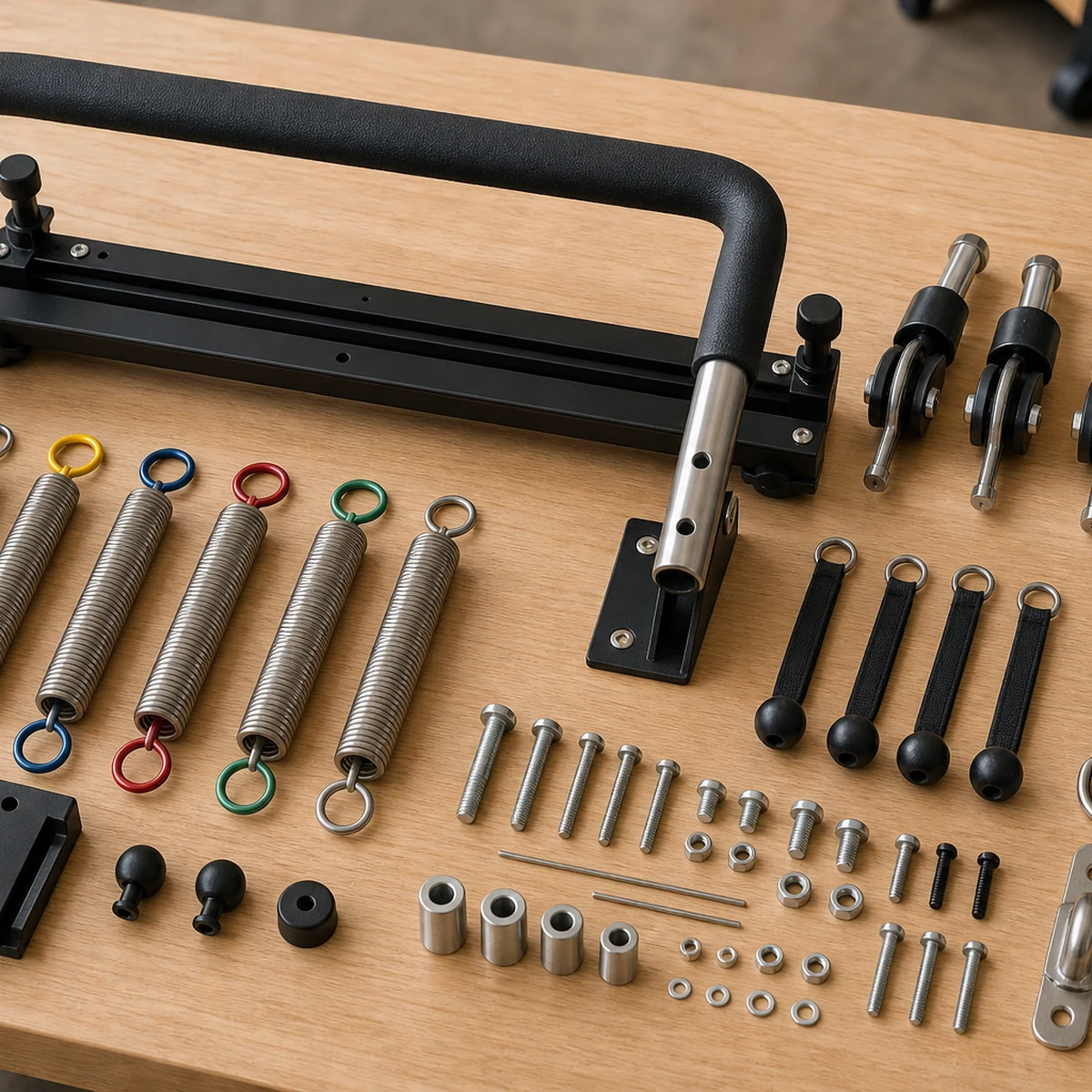 Pilates Reformer Replacement Parts Kit – Footbar Bolts and Spring Hardware Set - PA00117